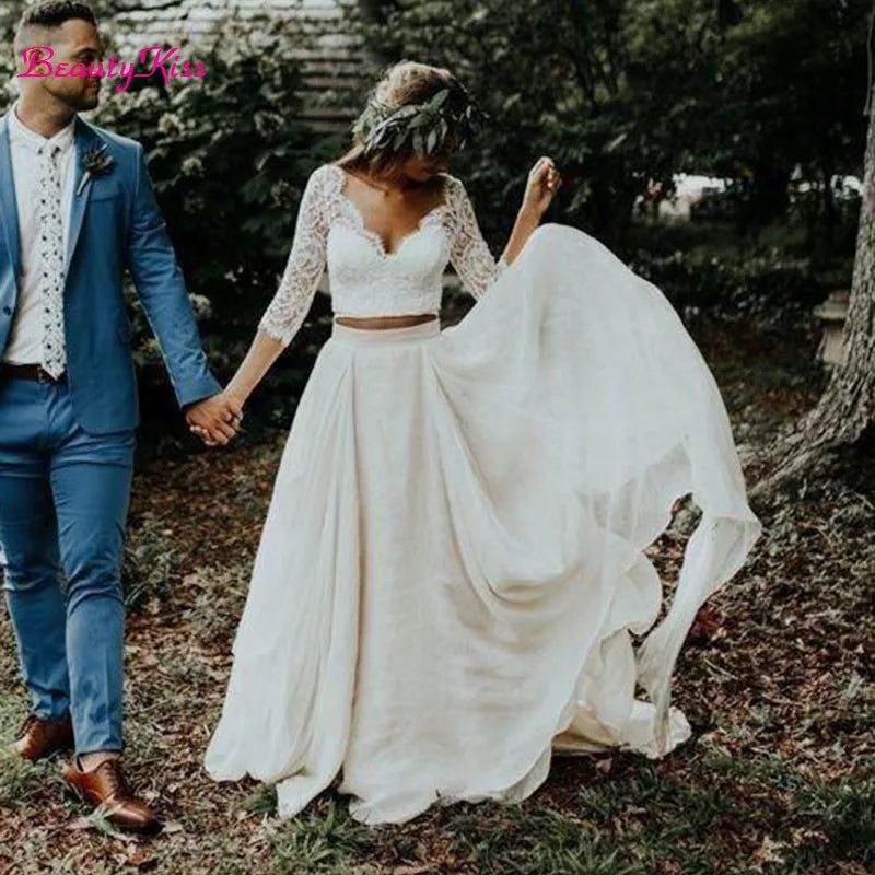 Robe de Mariée Deux Pièces Bohème
